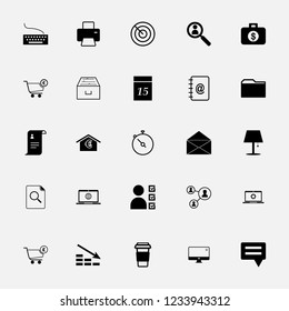 Set of flat business and office icons. Vector Illustration, EPS10.