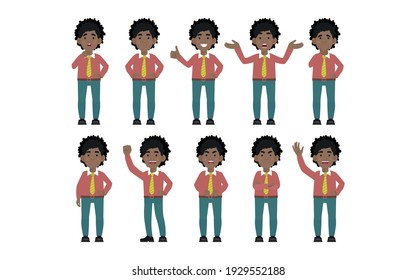 Set of flat business people with different emotions