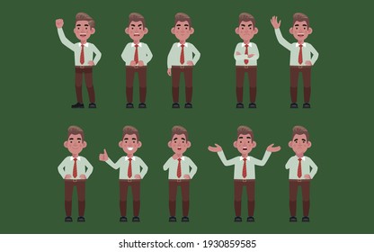 Set of flat business people with different emotions