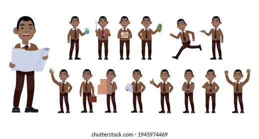 Grupo de personas de negocios llanas con diferentes poses
