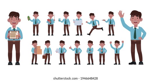 Set of flat business people with different poses