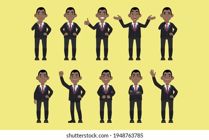 Set of flat business people with different emotions
