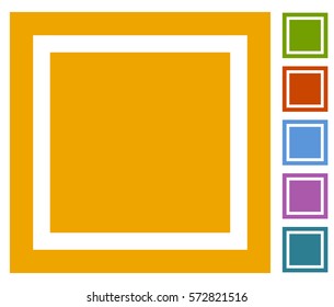 Set of flat button, badge icon in 6 colors
