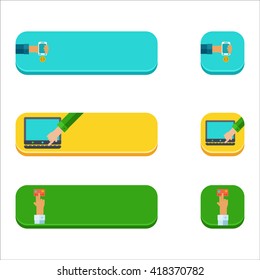 Set of flat buttons with people paying concepts.