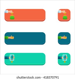 Set of flat buttons with people paying concepts.