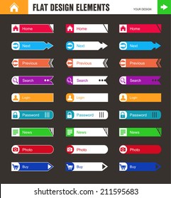 Set of flat buttons for web site and mobile application