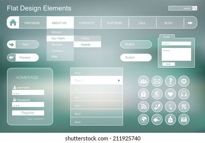 Set of flat buttons for web site and mobile application. Ui Application (app)