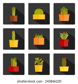 Set of flat cactus icons for your design