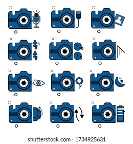 Set flat camera photo icon. modern simple snapshot photography sign. trendy symbol for website design, mobile app, logo.