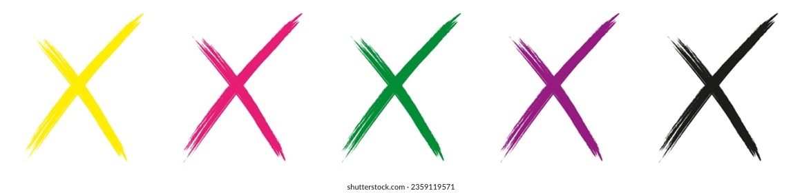 Juego de marcas de verificación de cancelación plana. Señales y líneas de diferentes colores, verde y rojo. Gráficos vectoriales. ESP 10.