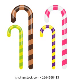 Set of flat candy canes. Vector illustration