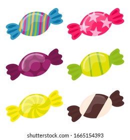 Conjunto de dulces planos. Ilustración del vector