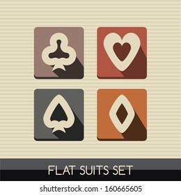 Set of flat card suits