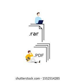 Set of flat cartoon character isolated with man and document rar, people document pdf