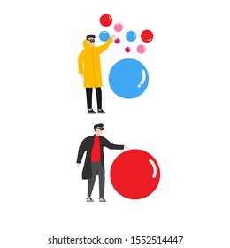 Set of flat cartoon character isolated with man balls.
