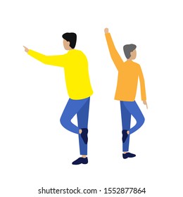 Set of flat cartoon character isolated with two people dancing.