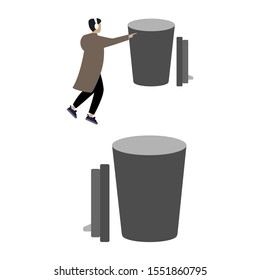 Set of flat cartoon characters isolated with man and coffee maker