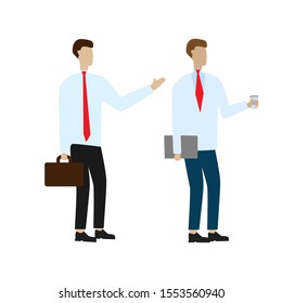 Set of flat cartoon characters isolated with two people in a business suit.