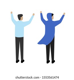 Set of flat cartoon characters isolated with two people rejoice