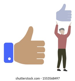 Set of flat cartoon characters isolated with man and like sign.