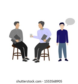 Set of flat cartoon characters isolated with people chatting.