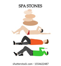Set of flat cartoon characters isolated with people lying