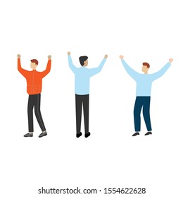 Set of flat cartoon characters isolated with people rejoice
