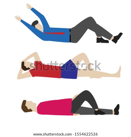 Set of flat cartoon characters isolated with people lying resting