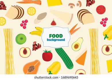  conjunto de alimentos planos de dibujos animados