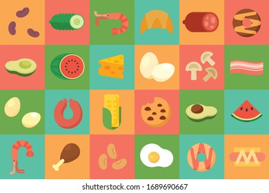  set of flat cartoon food