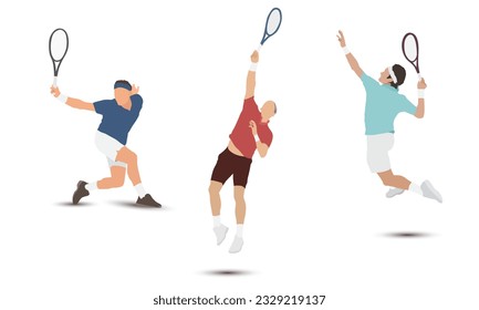 Set von flachen Cartoon-Tennissportlern