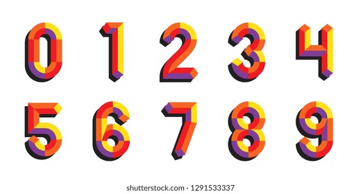 set of flat cartoon numbers with multicolor sections. modern vector illustration easy to edit and customize. eps 10