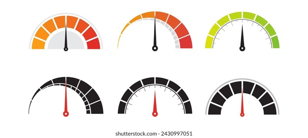 set of flat cartoon spedometer,odometer and tachometer illustration design on white background.modern business concept illustration. Clipart odometer or spedometer design