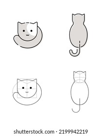 Set of flat cat icons.