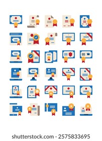 set of flat certificate icon decoration element vector illustration