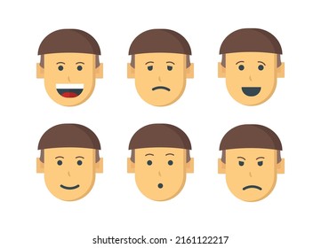 Set flat character face expressions