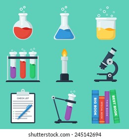 Set of flat chemistry vector icons