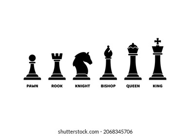 set of flat chess pieces illustration design, modern chess icon collection template vector