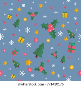 Set of flat christmas decoration elements for creating banners, frames, invitations and greeting holiday cards