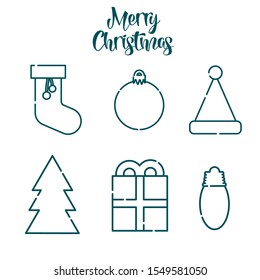 Set of flat Christmas icons. 