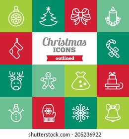 Set of flat Christmas icons 