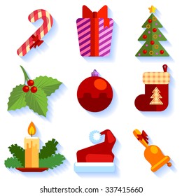 Set of flat Christmas icons