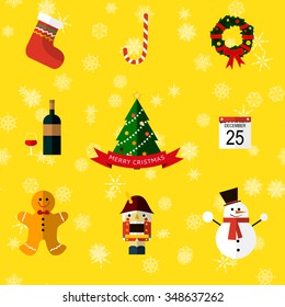 set of flat christmas icons - stock vector