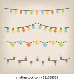 Set Flat Christmas Lights Vector Collection