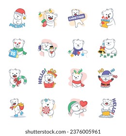 Set of Flat Christmas Stickers 

