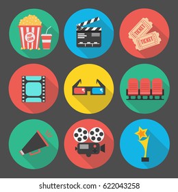 Set Of Flat Cinema Icon. Vector Illustration