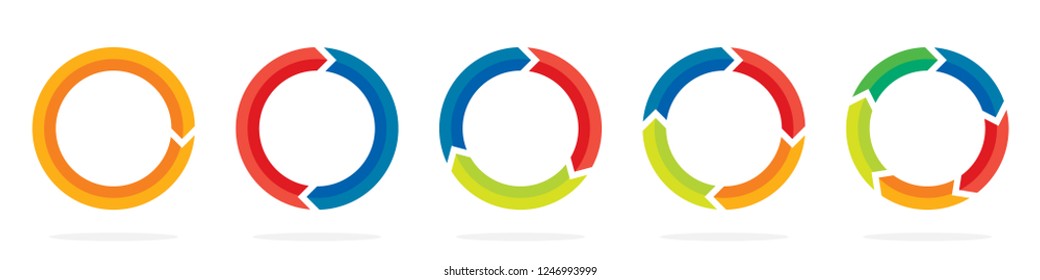 Set of flat circle arrows. Vector illustration. Refresh or reload arrows for infographic.