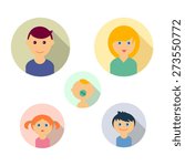 set of flat circle family vector icons