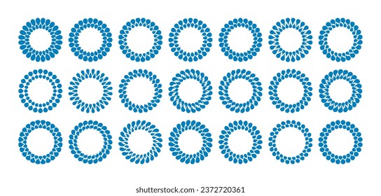 Set of flat circle fluid water drop border frame logo design