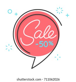 Set of flat circle speech bubble shaped banners, price tags, stickers, badges. Vector illustration